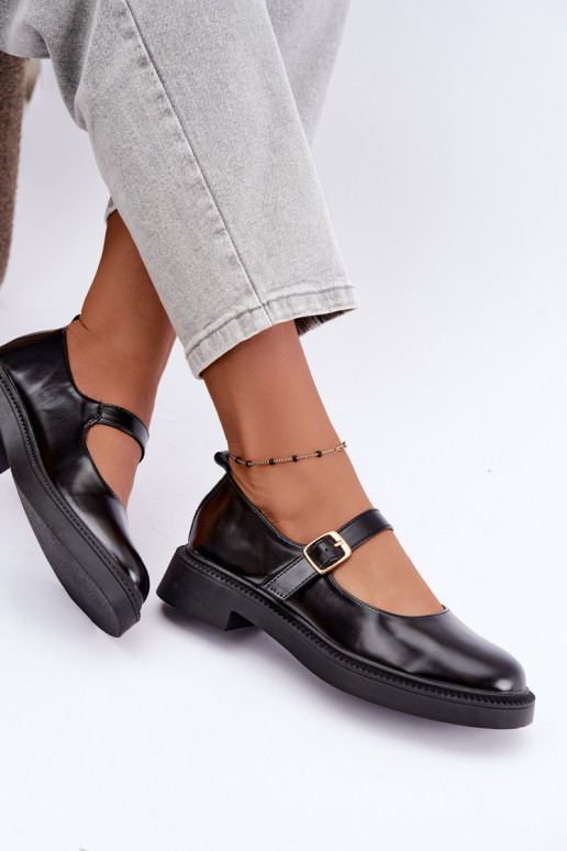 Zwarte schoenen met brede hakken Lareine