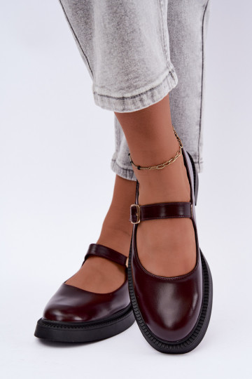 Bordeauxfarbene Schuhe mit breiten Absätzen Lareine