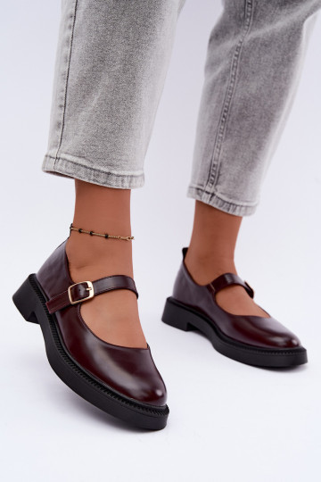 Bordeaux schoenen met brede hakken Lareine 2