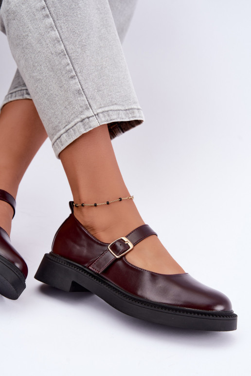 Bordeaux schoenen met brede hakken Lareine