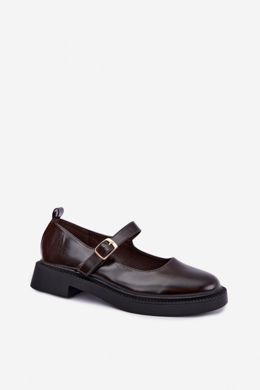 Chaussures chocolat à talons larges Lareine