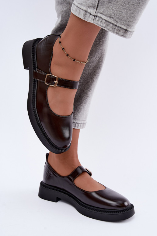 Chaussures chocolat à talons larges Lareine