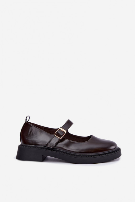 Schokoladenfarbene Schuhe mit breiten Absätzen Lareine