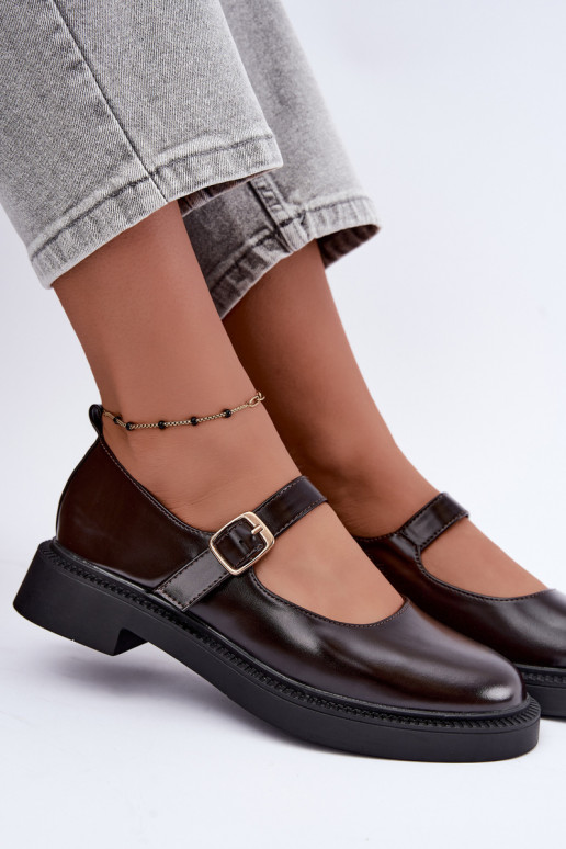 Chaussures chocolat à talons larges Lareine