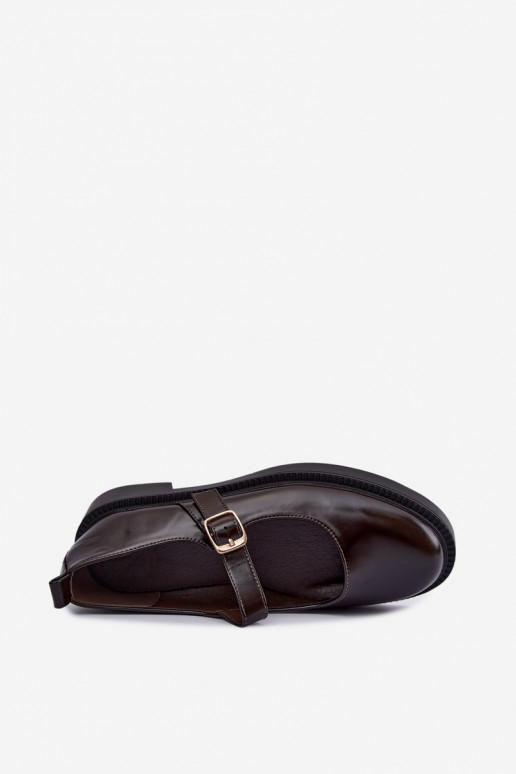 Schokoladenfarbene Schuhe mit breiten Absätzen Lareine