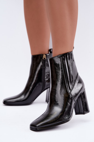 Bottines noires avec effet verni Kallista