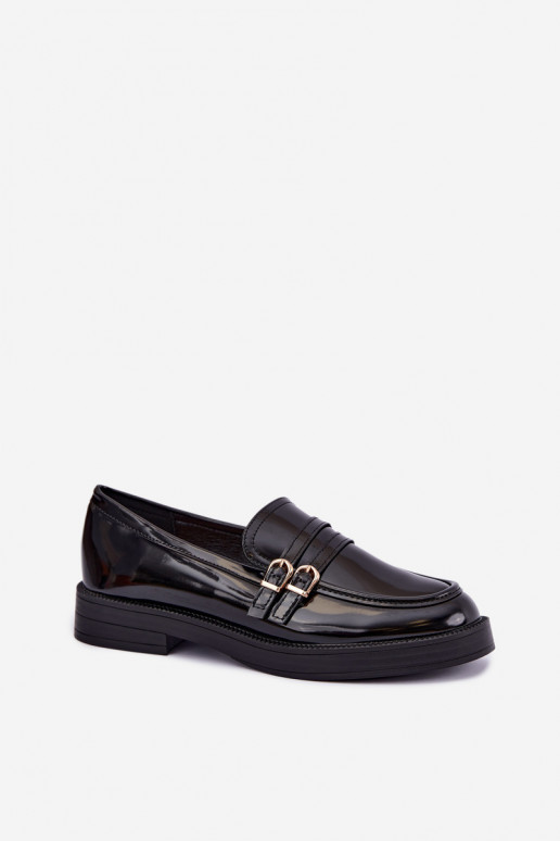 Mocassins noirs pour femmes avec sangles Perline