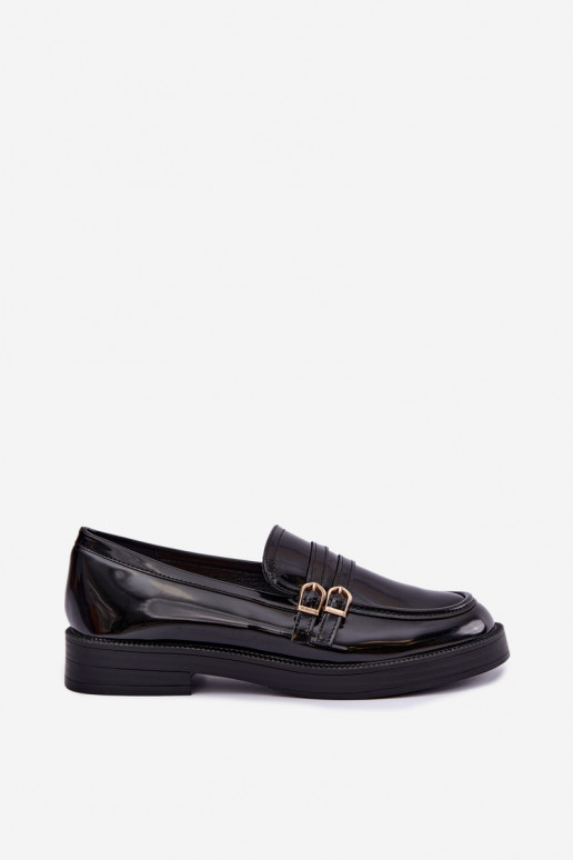 Mocassins noirs pour femmes avec sangles Perline