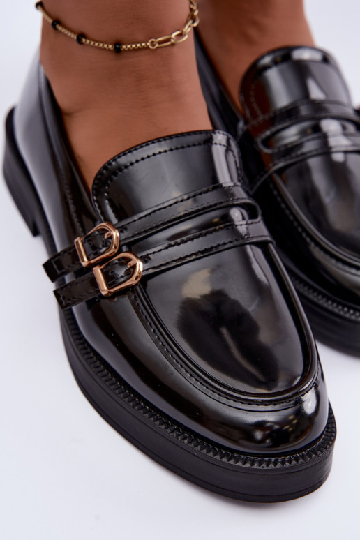 Mocassins noirs pour femmes avec sangles Perline