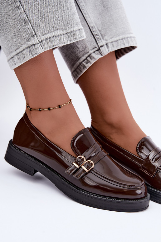 Mocassins chocolat pour femmes avec sangles Perline