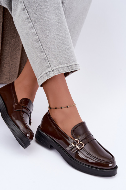 Mocassins chocolat pour femmes avec sangles Perline