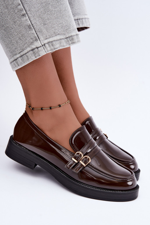 Mocassins chocolat pour femmes avec sangles Perline