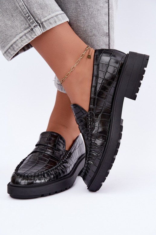 Mocassins noirs avec embossage Rhosyn