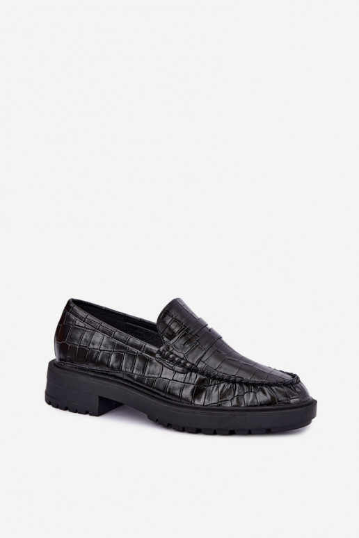 Mocassins noirs avec embossage Rhosyn
