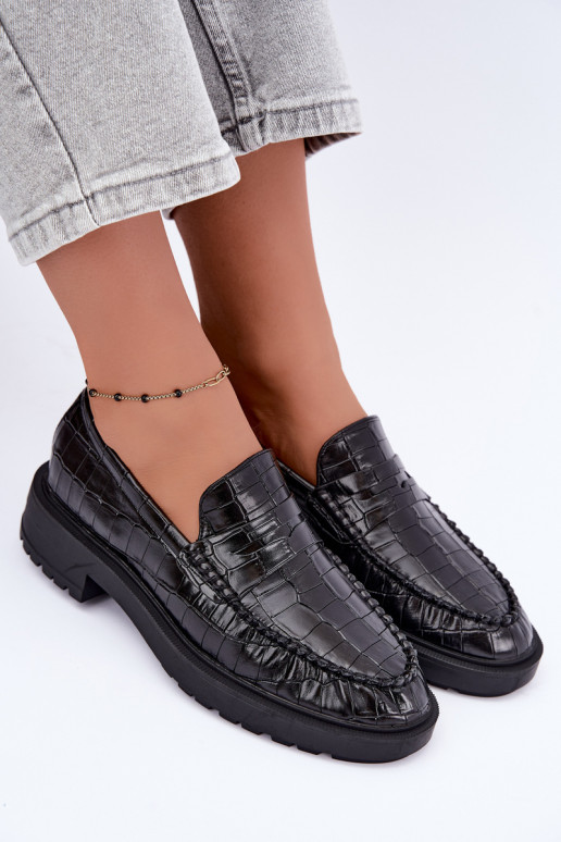 Mocassins noirs avec embossage Rhosyn