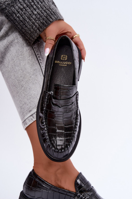 Mocassins noirs avec embossage Rhosyn