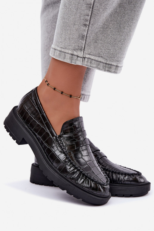Mocassins noirs avec embossage Rhosyn