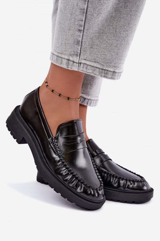 Zwarte mocassins met rimpels Rhosyn