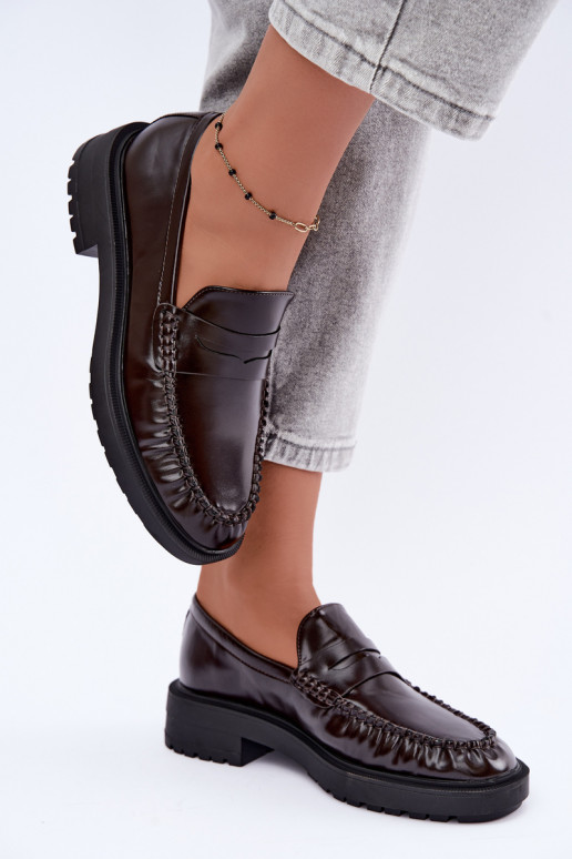Mocassins chocolat avec volants Rhosyn