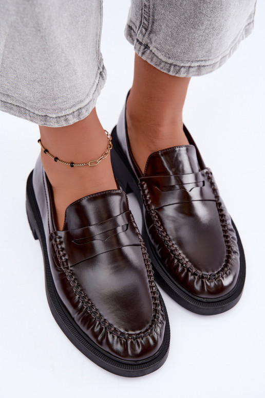 Mocassins chocolat avec volants Rhosyn