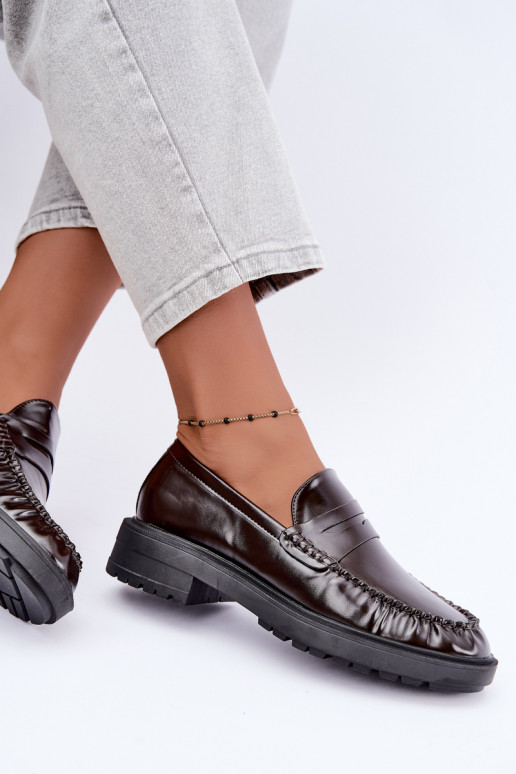 Chocolade mocassins met rimpels Rhosyn