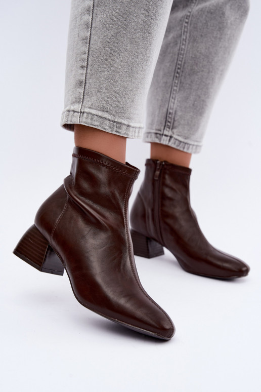 Estelle bottines en simili cuir couleur chocolat