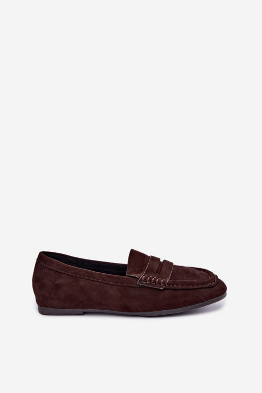 Sylvana platte dames mocassins in chocoladekleur