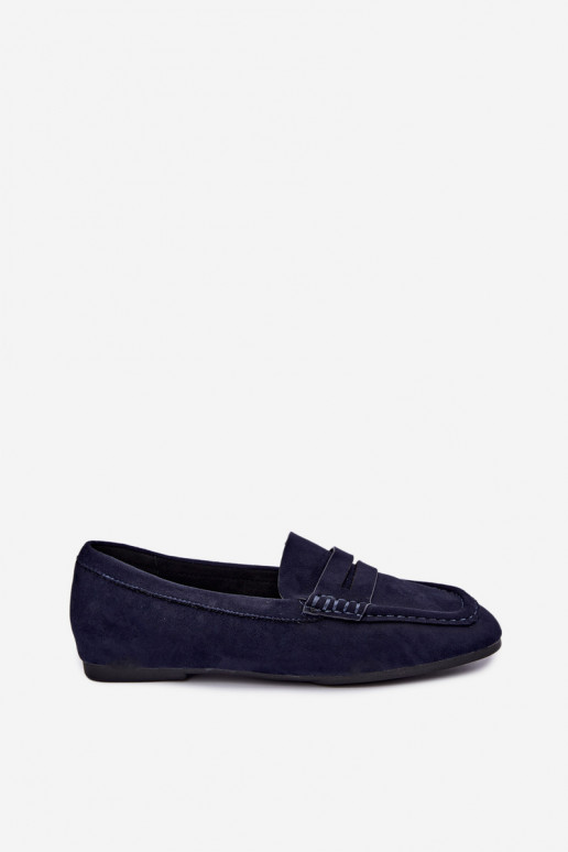 Sylvana platte dames mocassins in donkerblauwe kleur