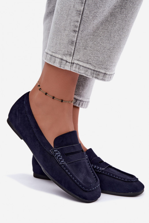 Sylvana platte dames mocassins in donkerblauwe kleur