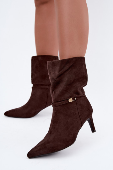 Eponine bottines chaudes à enfiler avec talons fins couleur chocolat 2