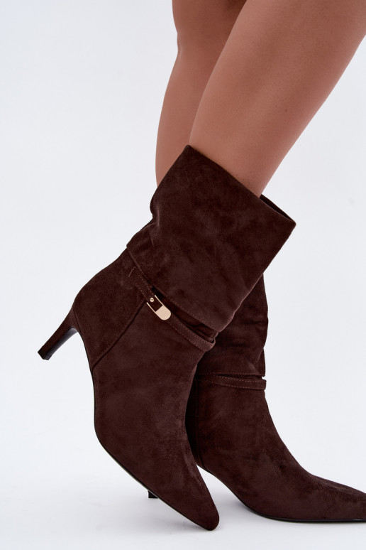 Eponine bottines chaudes à enfiler avec talons fins couleur chocolat