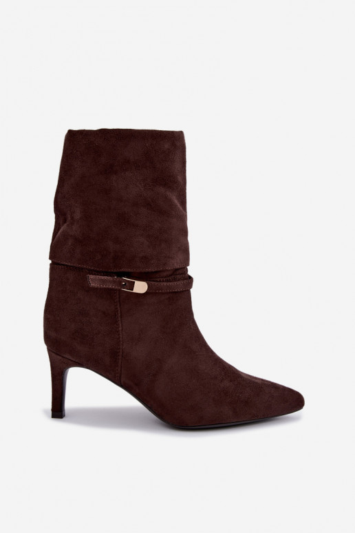 Eponine bottines chaudes à enfiler avec talons fins couleur chocolat