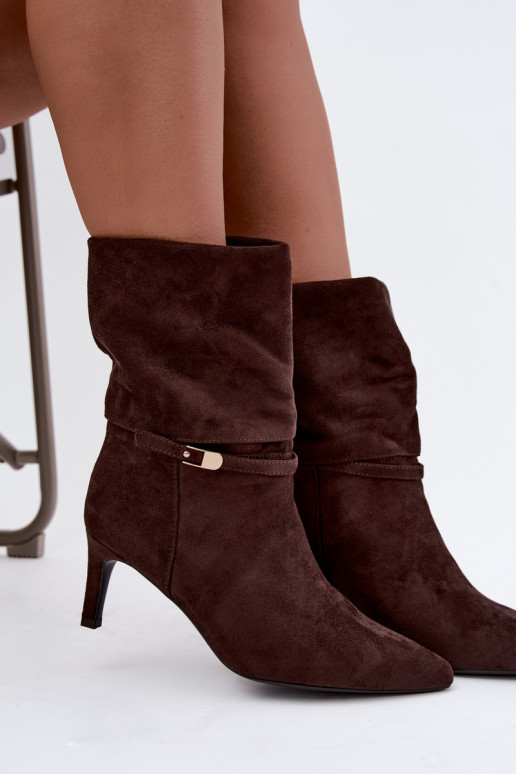 Eponine bottines chaudes à enfiler avec talons fins couleur chocolat