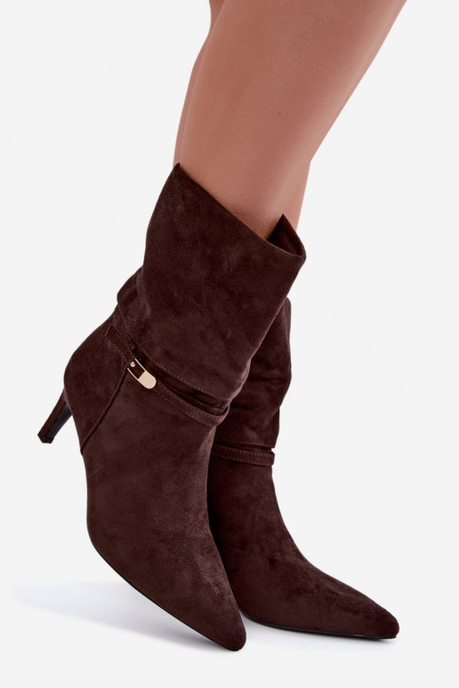 Eponine bottines chaudes à enfiler avec talons fins couleur chocolat