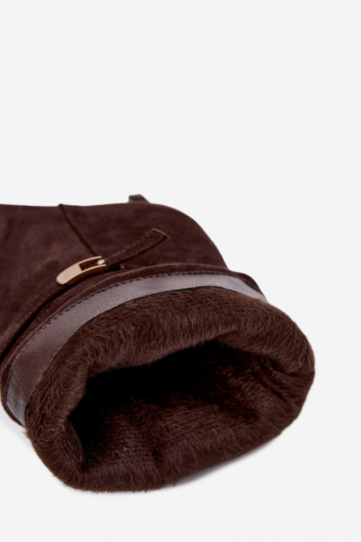 Eponine warme Slipper-Stiefeletten mit dünnen Absätzen in Schokoladenfarbe