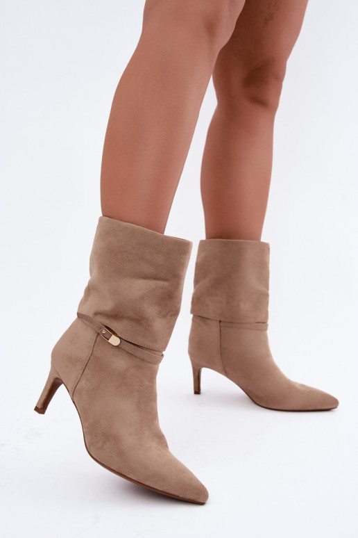 Eponine bottines chaudes à enfiler avec talons fins couleur sable