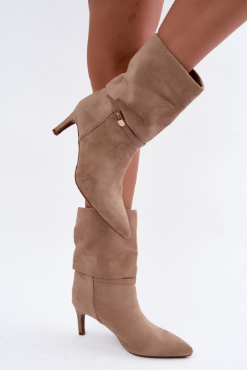Eponine bottines chaudes à enfiler avec talons fins couleur sable 2