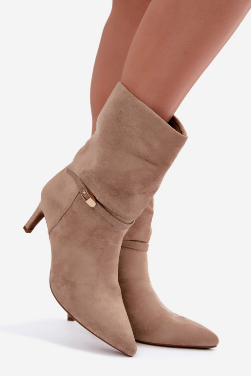 Eponine bottines chaudes à enfiler avec talons fins couleur sable