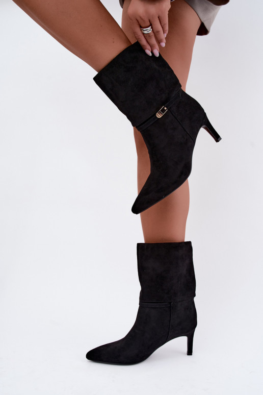 Eponine bottines chaudes à enfiler avec talons fins couleur noire