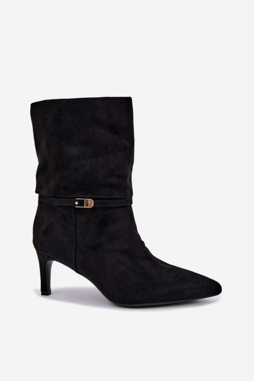 Eponine bottines chaudes à enfiler avec talons fins couleur noire