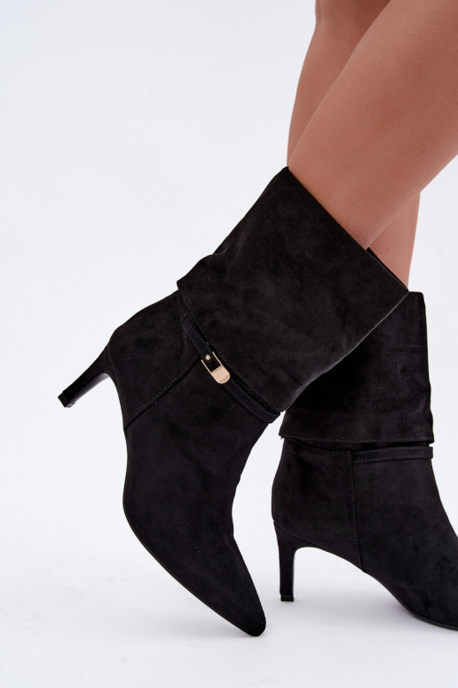 Eponine bottines chaudes à enfiler avec talons fins couleur noire