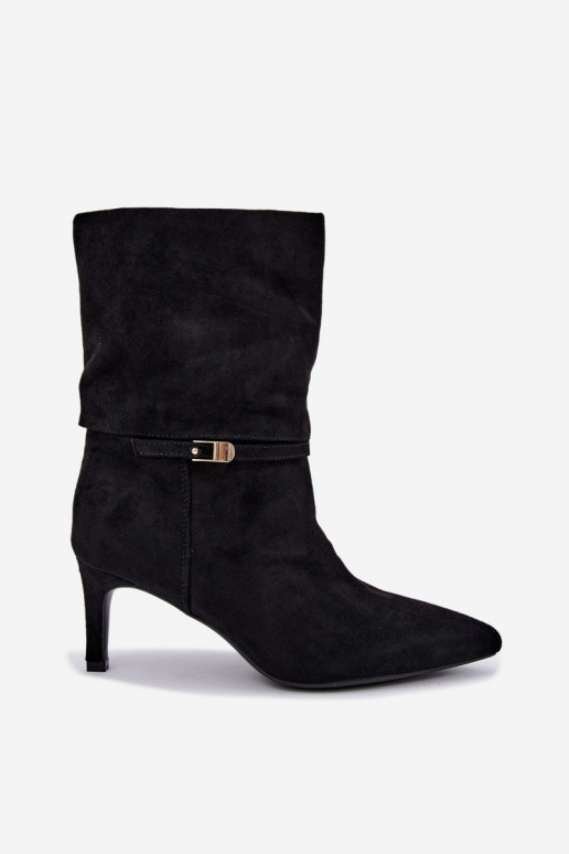 Eponine bottines chaudes à enfiler avec talons fins couleur noire