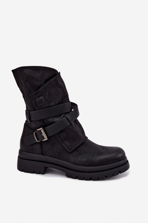 Dianelle bottines pour femmes avec sangles et boucles couleur noire