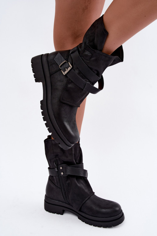 Dianelle bottines pour femmes avec sangles et boucles couleur noire