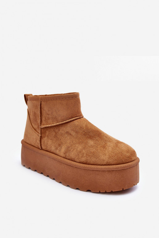 Bruine faux suede sneeuwlaarzen op platform Corcoran