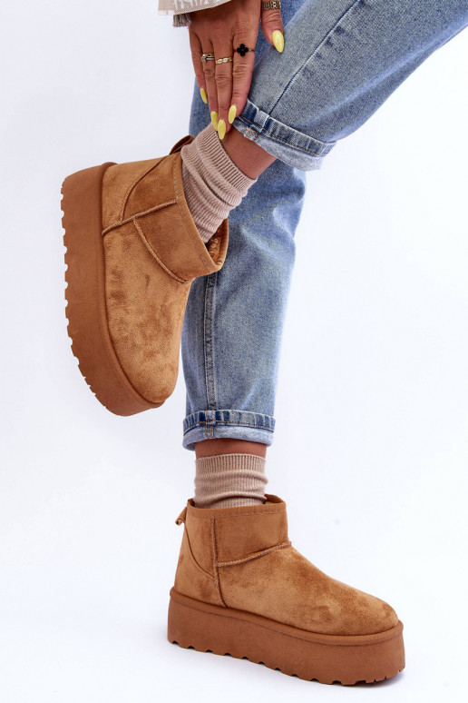 Bruine faux suede sneeuwlaarzen op platform Corcoran
