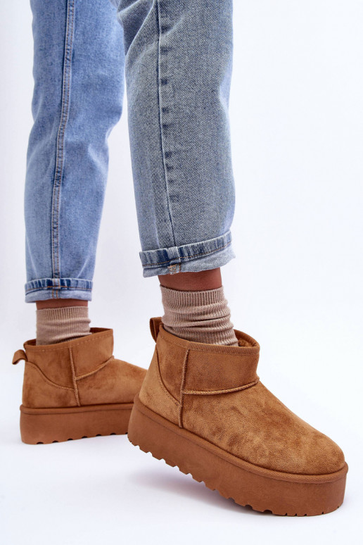 Braune Kunstveloursleder Schneestiefel auf Plattform Corcoran