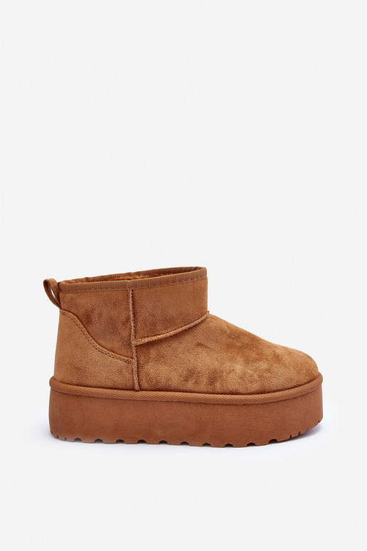 Bruine faux suede sneeuwlaarzen op platform Corcoran