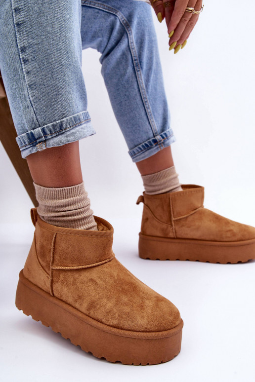 Bruine faux suede sneeuwlaarzen op platform Corcoran