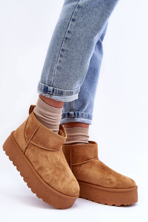 Bruine faux suede sneeuwlaarzen op platform Corcoran
